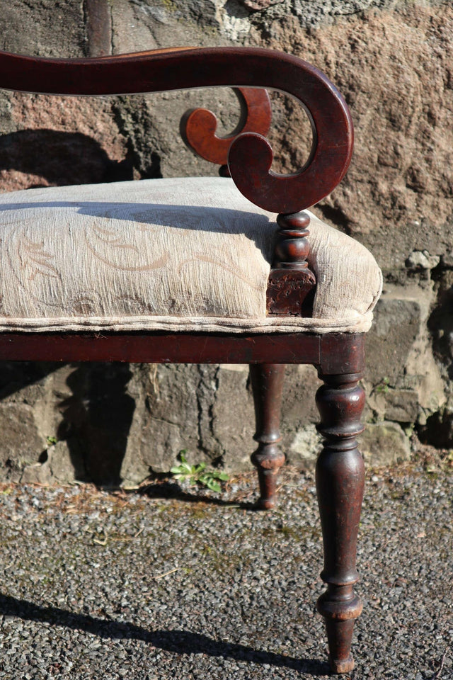 19th Century vernacular Regency Trafalgar scroll armchair cream upholstery c.1820-40